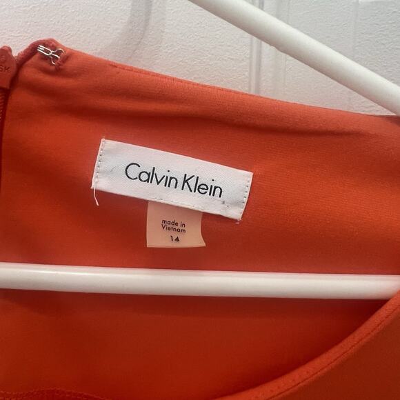 Calvin Klein Orange Midi Dress with Bell Sleeves - Picture 3 of 8
